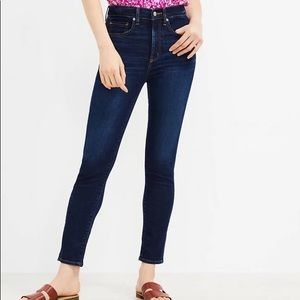 Loft Cropped Dark Wash Skinny Jeans